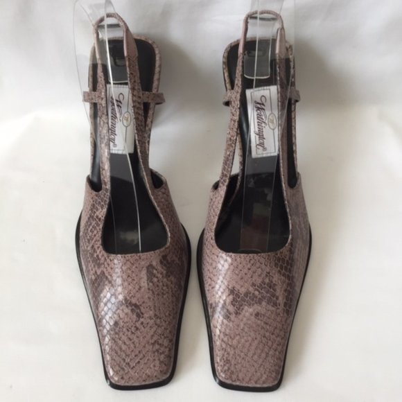 Worthington Square Toe Soft Lavender/Grey Skin Slingback Heels - Picture 2 of 15